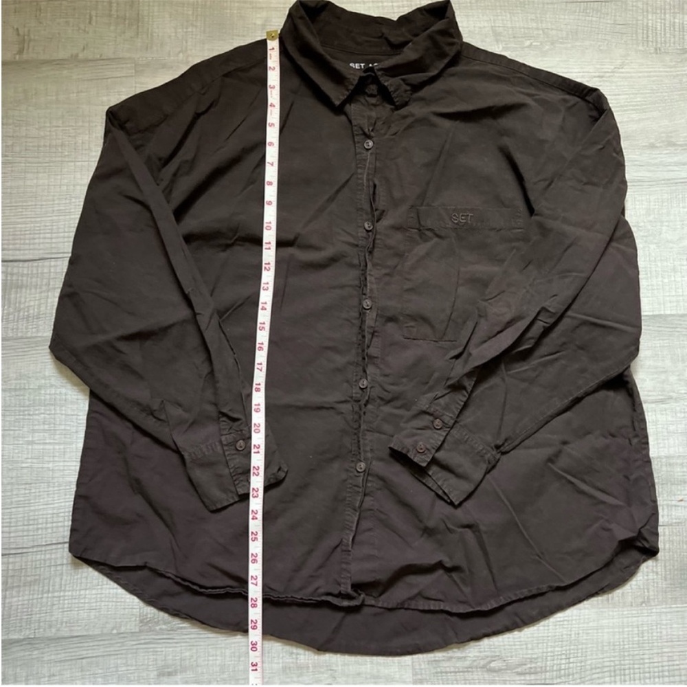 SET ACTIVE DAILY BUTTON DOWN Espresso Brown Size Large - Picture 7 of 9